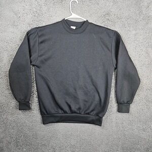 Hill Made in USA Black Crew Neck Long Sleeve Sweatshirt Men's Medium